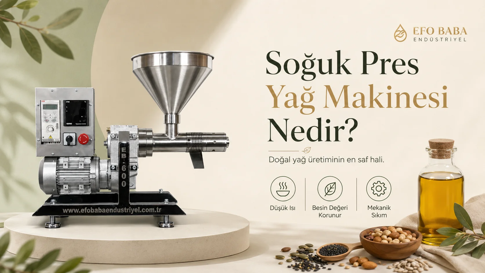 EB-3100 silo bunker sistemli endüstriyel soğuk pres yağ makinesi